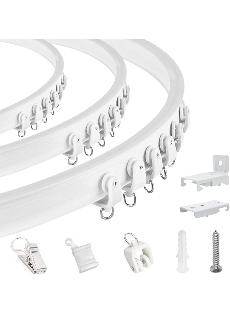Ceiling Curtain Track, Flexible Bendable Curved Curtain Rail with Sliding Clips, Easy Wall or Ceiling Mount, 488cm Adjustable Track for Curtains Room Divider RV Bathroom or Living Room White - Image 1